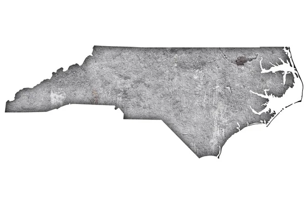 Peta Carolina Utara Pada Beton Lapuk — Stok Foto