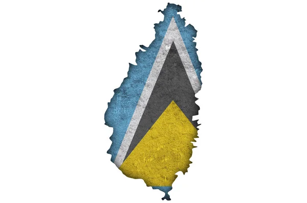 Térkép Zászló Saint Lucia Weathered Concrete — Stock Fotó