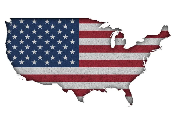 图上的美国地图和国旗 — 图库照片