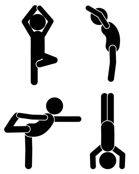 不同的瑜伽姿势显示在白色背景上 — 图库矢量图片