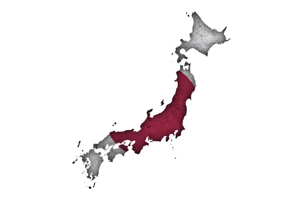 Carte Drapeau Japon Sur Béton Altéré — Photo