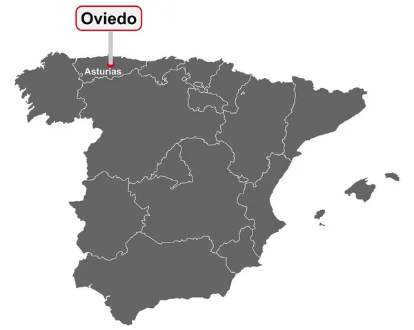 Plaatsnaam Bord Oviedo Kaart Van Spanje — Stockvector