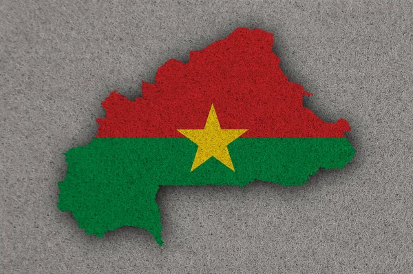 Mapa Bandeira Burkina Faso Sobre Feltro — Fotografia de Stock