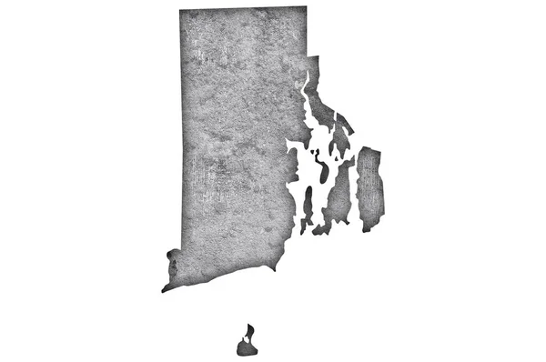 罗得岛风化混凝土地图 — 图库照片