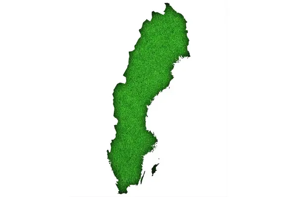 Mapa Suecia Fieltro Verde —  Fotos de Stock