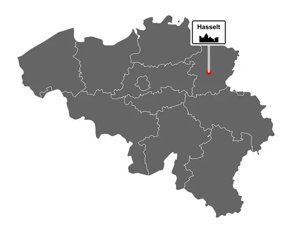 Mapa Bélgica Com Sinal Estrada Hasselt —  Vetores de Stock