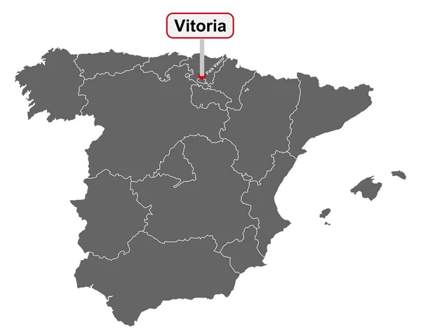 Plaatsnaam Bord Vitoria Kaart Van Spanje — Stockvector