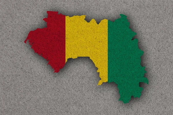 Carte Drapeau Guinée Sur Feutre — Photo