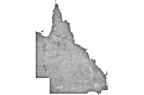 Mapa Queensland Wietrznym Betonie — Zdjęcie stockowe