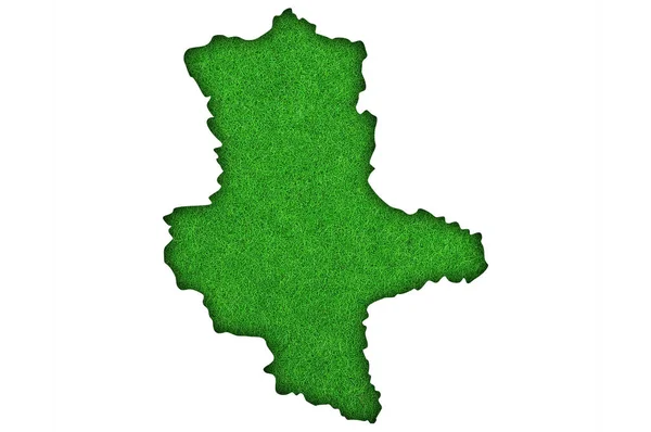 Szász Anhalt Térképe Zöld Filcen — Stock Fotó
