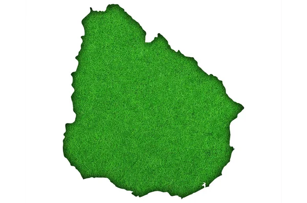 Carte Uruguay Sur Feutre Vert — Photo