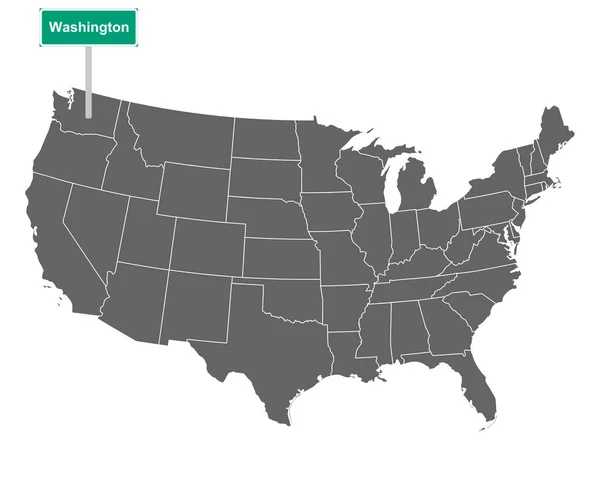 Washington Estado Limite Sinal Mapa Dos Eua Como Ilustração Vetorial — Vetor de Stock