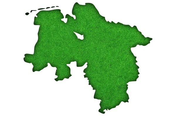 Mapa Dolnej Saksonii Zielonym Filcu — Zdjęcie stockowe