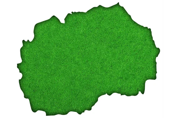 Észak Macedónia Térképe Zöld Filcen — Stock Fotó