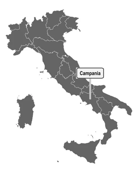 Campania Işaretli Talya Haritası — Stok Vektör