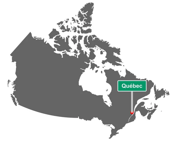 Umístěte Mapu Kanady Značku Názvu Quebec — Stockový vektor