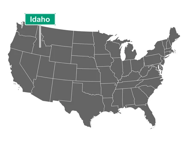 Idaho Signo Límite Del Estado Mapa Como Ilustración Vectorial — Vector de stock