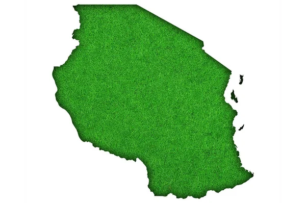 タンザニア地図緑のフェルト — ストック写真