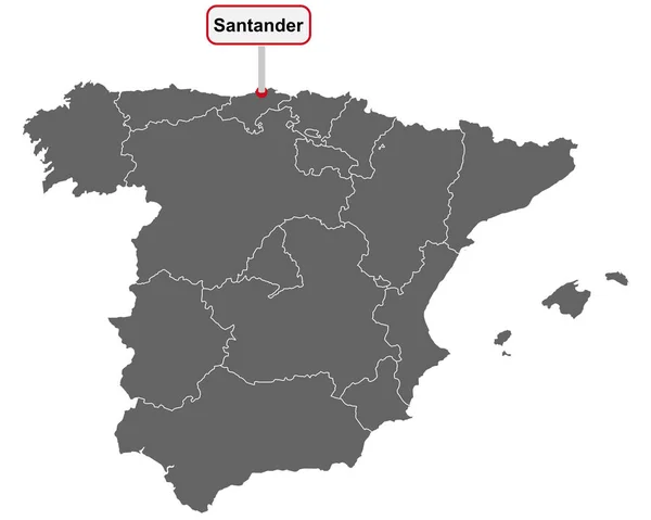 Plaatsnaam Bord Santander Kaart Van Spanje — Stockvector