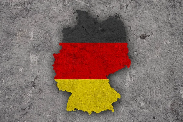 Mapa Vlajka Německa Ošlehaném Betonu — Stock fotografie