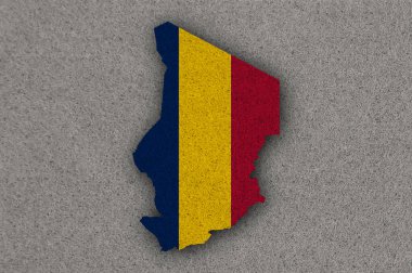 Chad 'in haritası ve bayrağı keçeli