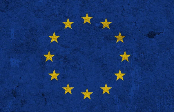 Flagge Der Europäischen Union Auf Verwittertem Beton — Stockfoto