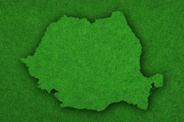 Románia Térképe Zöld Filcen — Stock Fotó