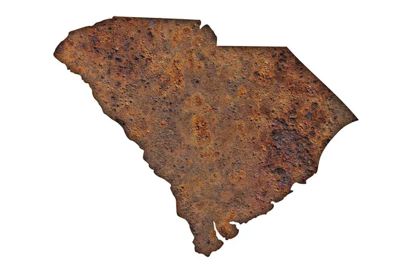 Mapa Carolina Sul Metal Enferrujado — Fotografia de Stock
