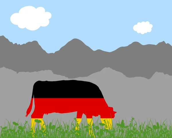 Krowa alp i niemiecką banderą — Wektor stockowy