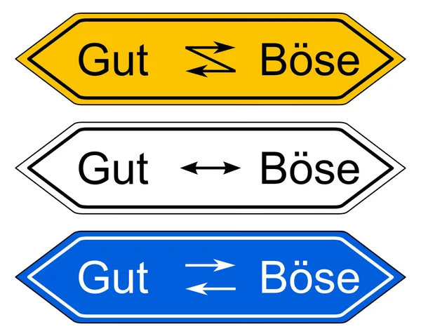 Richtungszeichen Gut und Böse — Stockvektor