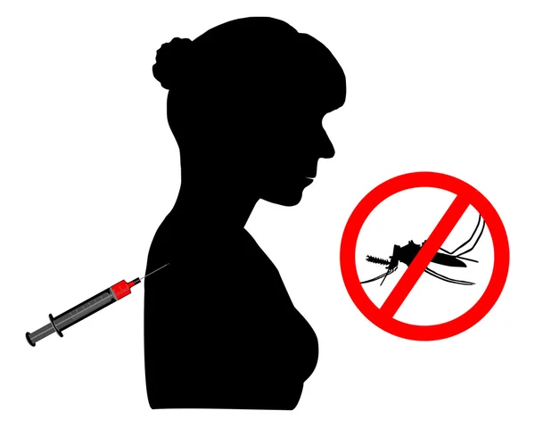 Silhouette noire de la femme obtient une vaccination — Image vectorielle
