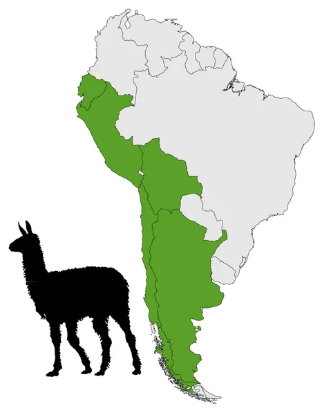 Mapa de alcance de Llama — Vetor de Stock