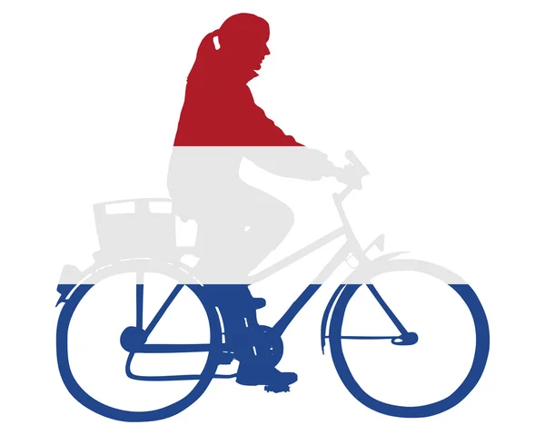 Dutch woman on bike — Stock Vector