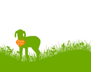 Lamb on meadow clipart