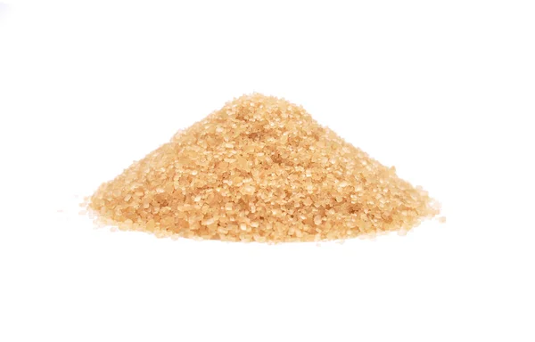 Brown cane sugar on white — Stock Photo, Image