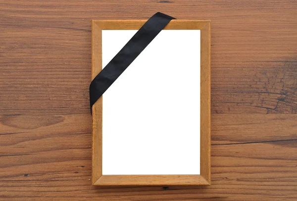 Picture frame with mourning band — Stock Photo, Image