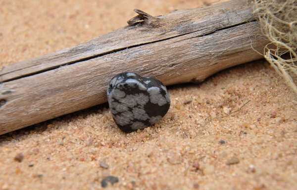 Snowflake obsidian on beach