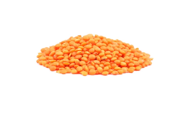 Red lentils on white — Stock Photo, Image