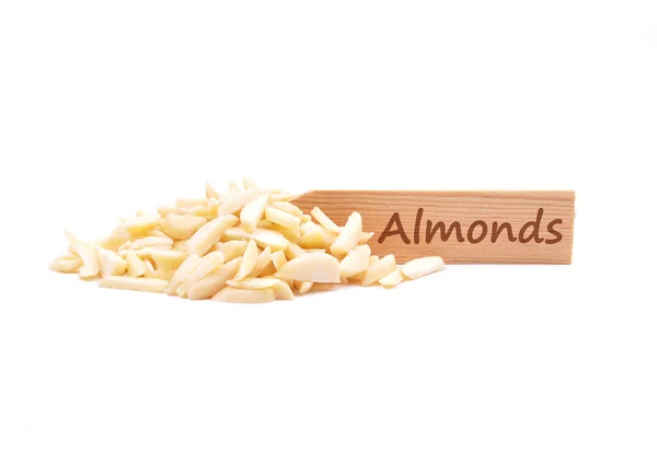 Almond slivers on plate — Stock Photo, Image