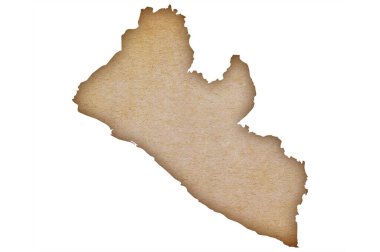 Grunge kağıdında Liberya 'nın doğru ve ayrıntılı haritası