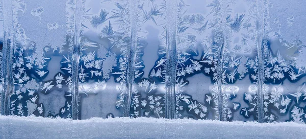 Frost pattern on the window pane.