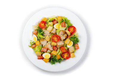 izole taze ceasar salata tabağı