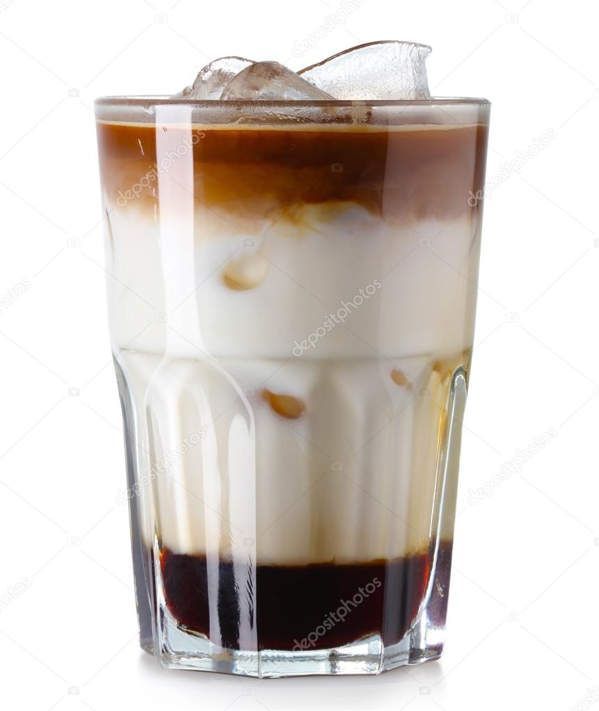 Glass of iced coffee isolated on white 