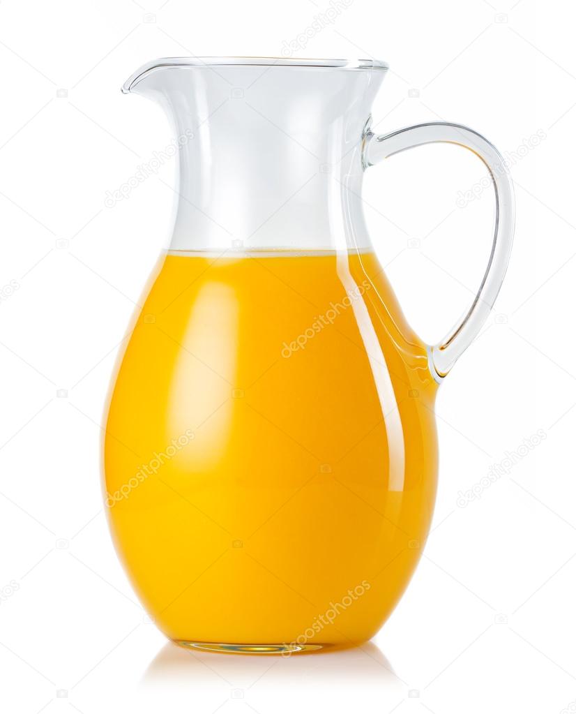 Jug with orange juice isolated on white Stock Photo by ©alphacell 64390533