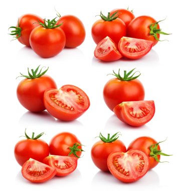 Set of red tomatoes vegetables with isolated on white clipart