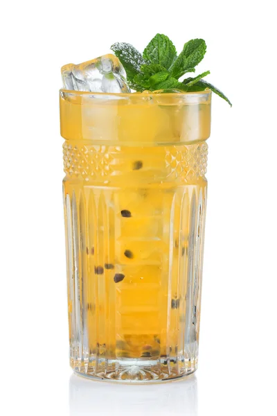 Yellow alcohol cocktail with passionfruit isolated — Stock Photo, Image