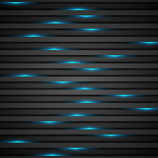 Black stripes with blue neon glowing light abstract tech background. Vector design