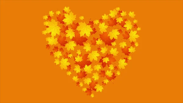 Heart from maple leaves autumn background