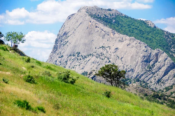 Укріплення, що проходить через вершину гори — стокове фото