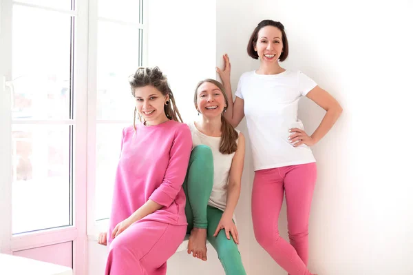 Three Joyful Lovely Happy Women Different Ages Having Fun Together — Stock Photo, Image